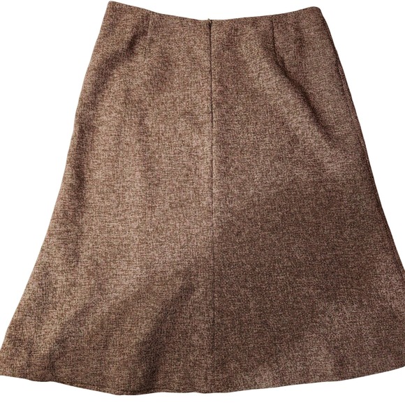 TENSION Brown Tweed A-Line Midi Skirt Decorative Buttons Size 6 - Picture 3 of 6